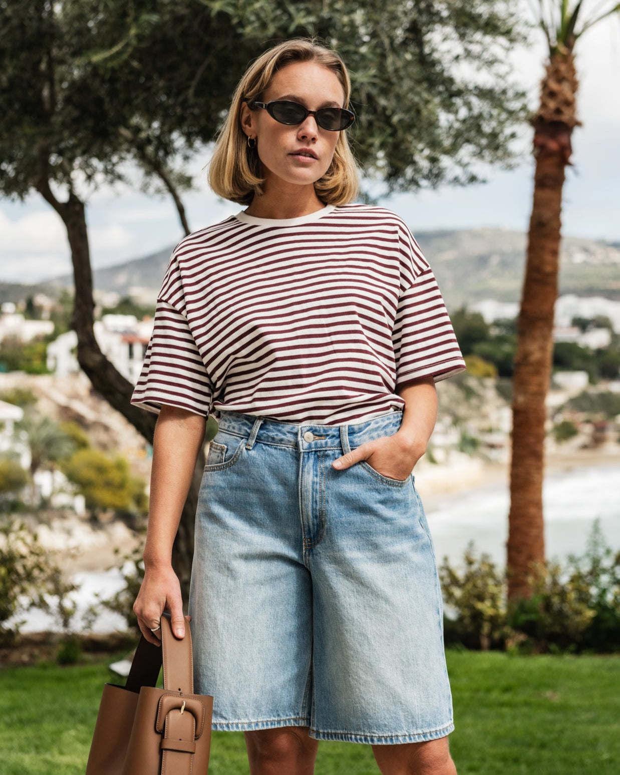 AWSAGE 5 Pockets Shorts - Light Blue Denim